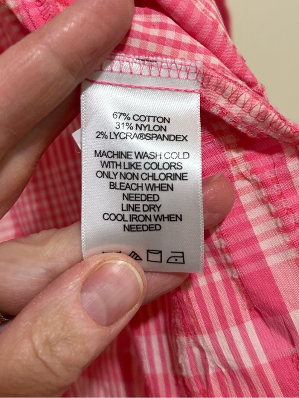 Foxcroft Germaine Plaid Non Iron Button Up Tunic Shirt in Rose Red Size 10 - Picture 6 of 6